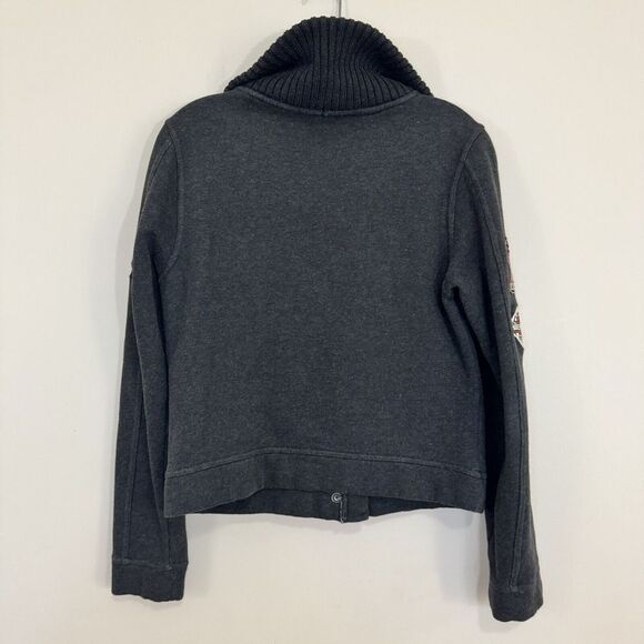 Harley Davidson Charcoal Gray Full Zip Knit Cowl Neck Sweater Jacket‎ Women's M - Picture 9 of 11